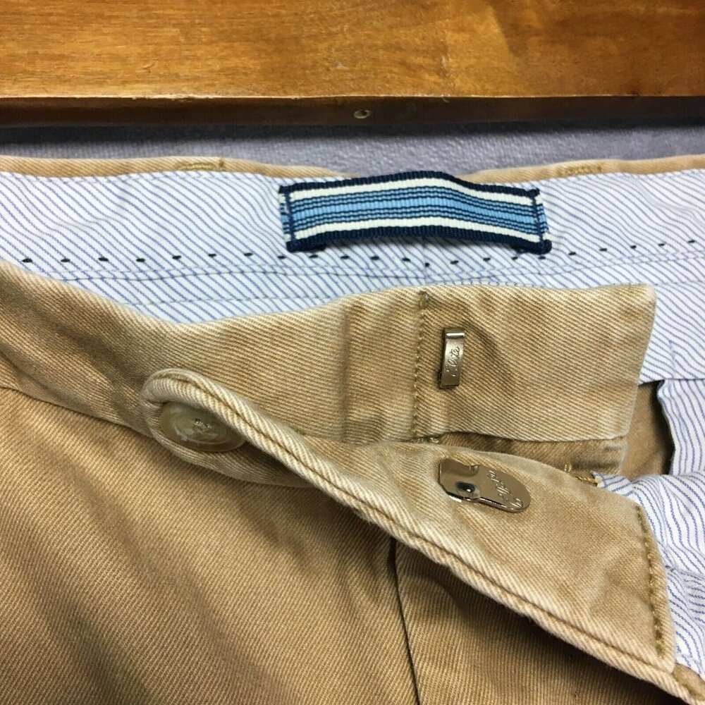 Peter Millar Mens Shorts size 34 Khaki Tan Pima Cotton Flat Front Casual Zip Fly - Picture 6 of 10